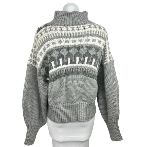 Pringle of Scotland x H&M Gray Fair Isle Turtleneck Holiday Sweater Top M - Picture 2 of 4